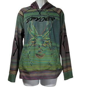 spyder neon green striped hoodie sweatshirt Size L